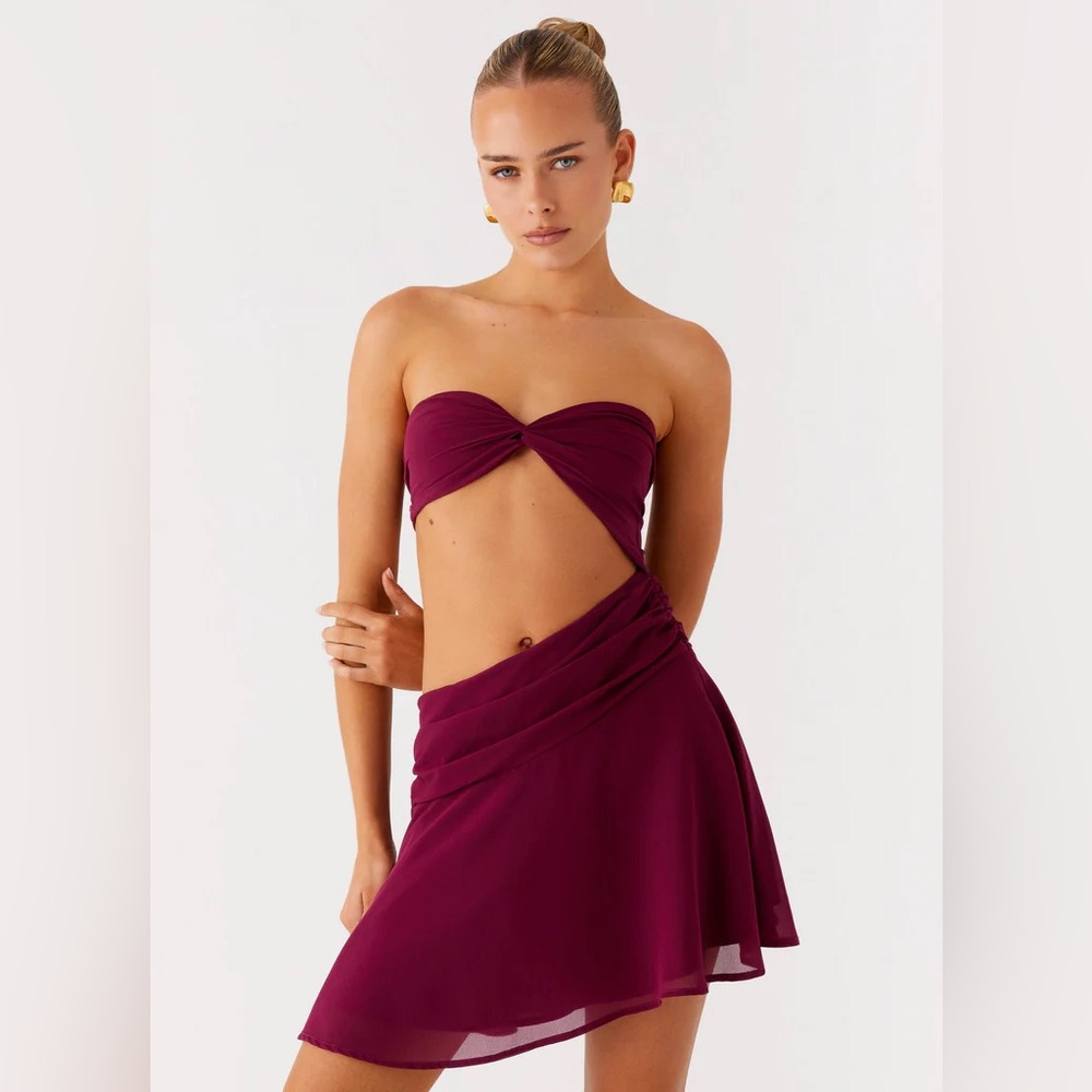 Peppermayo Plum Twist Bandeau Mini Dress